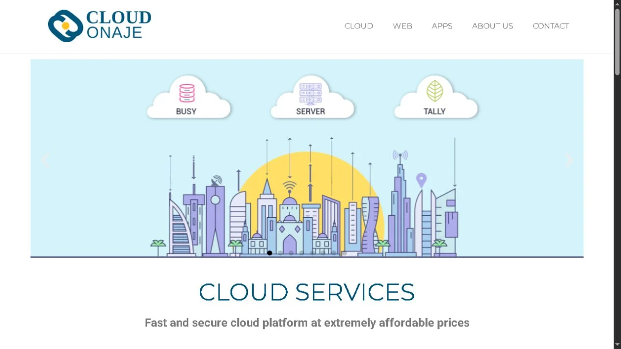 Cloud Onaje website homepage