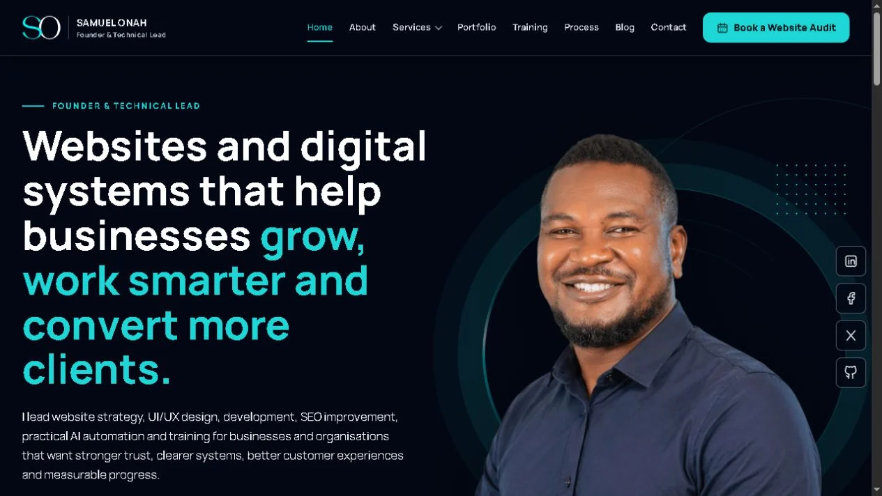Samuel Onah website homepage